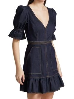 Cinq à Sept Natasha Puff-Sleeve Denim Mini Dress 10 Cinq à Sept Natasha Puff-Sleeve Denim Mini Dress -Outlet Cinq à Sept Store unnamed file 938