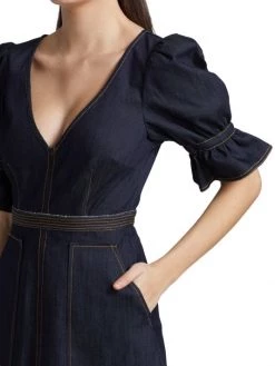 Cinq à Sept Natasha Puff-Sleeve Denim Mini Dress 12 Cinq à Sept Natasha Puff-Sleeve Denim Mini Dress -Outlet Cinq à Sept Store unnamed file 940